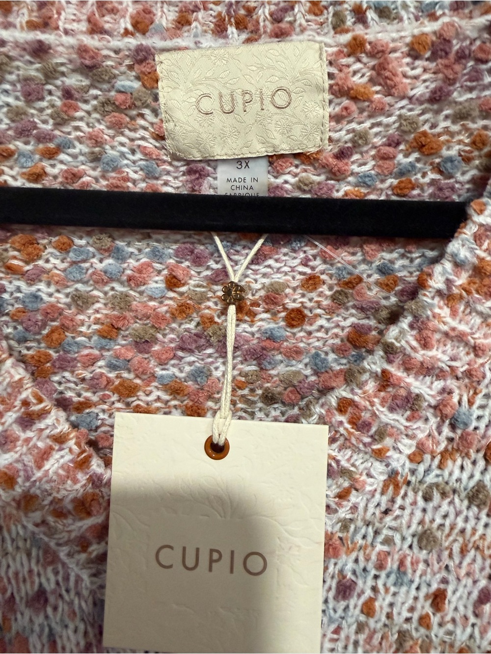 NWT Cupio Multicolor Marled V-Neck Sweater Size 3X - Picture 6 of 8